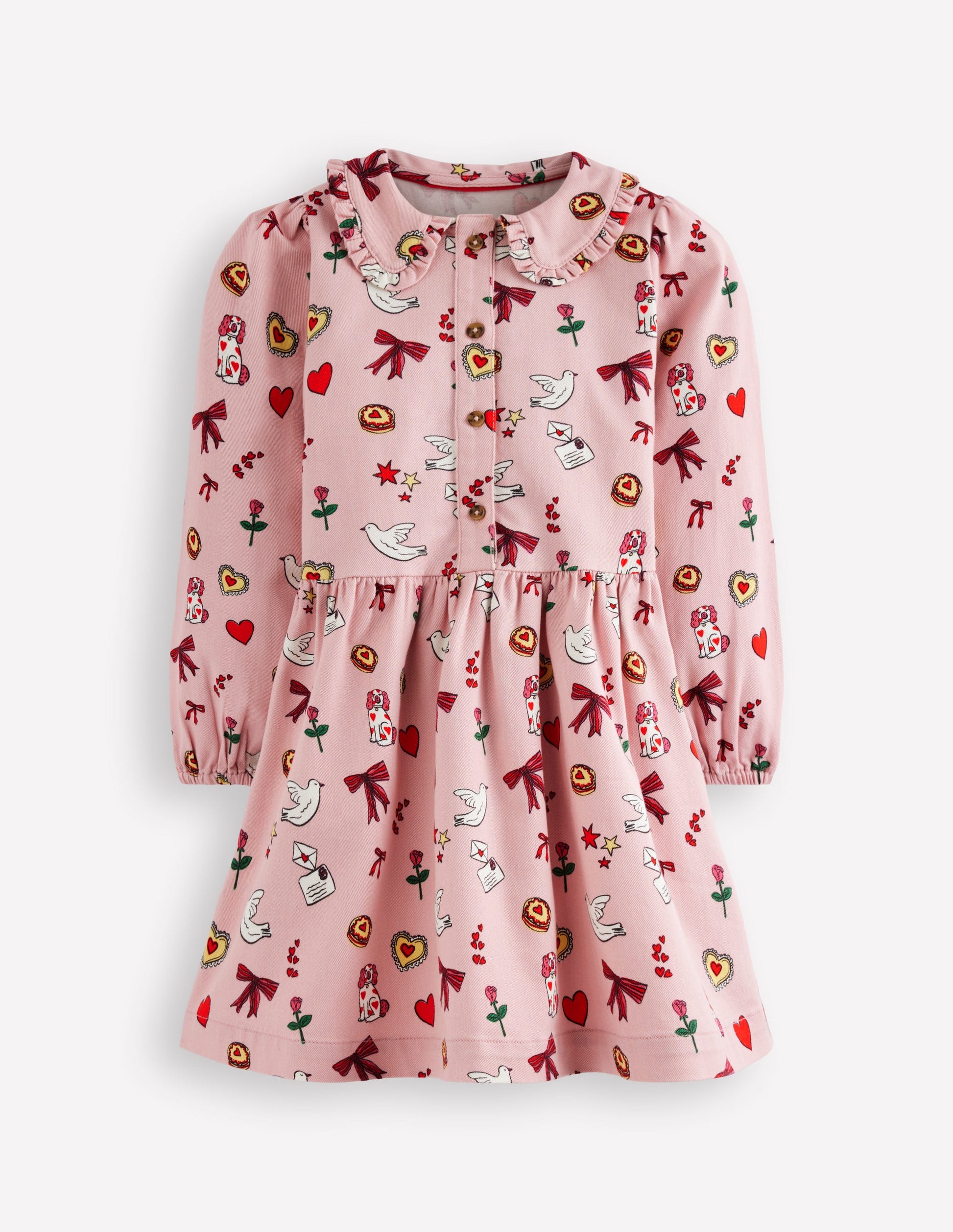 Hübsches Hemdblusenkleid-Vintage Rosa Valentinstag-1