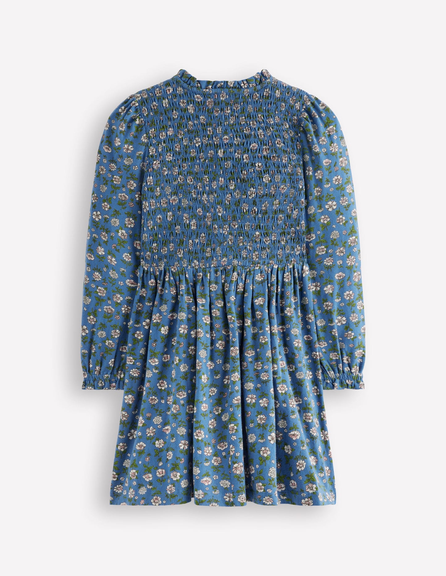 Jerseykleid mit gerafftem Oberteil-Blauhäher Gartenblume