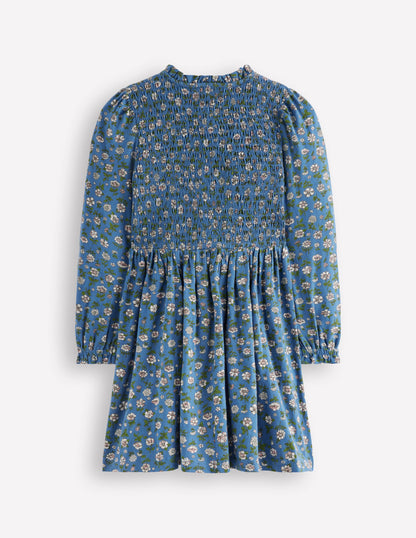 Jerseykleid mit gerafftem Oberteil-Blauhäher Gartenblume-2