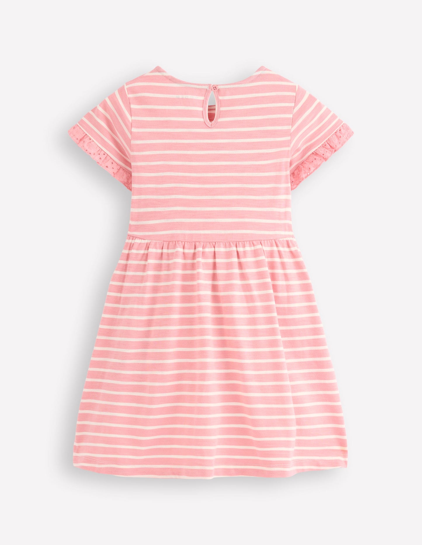 Robe en jersey à poche et broderie anglaise-Rayé rose amande