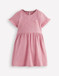 Jerseykleid mit Tasche aus Lochstickerei-Rosa Schleier