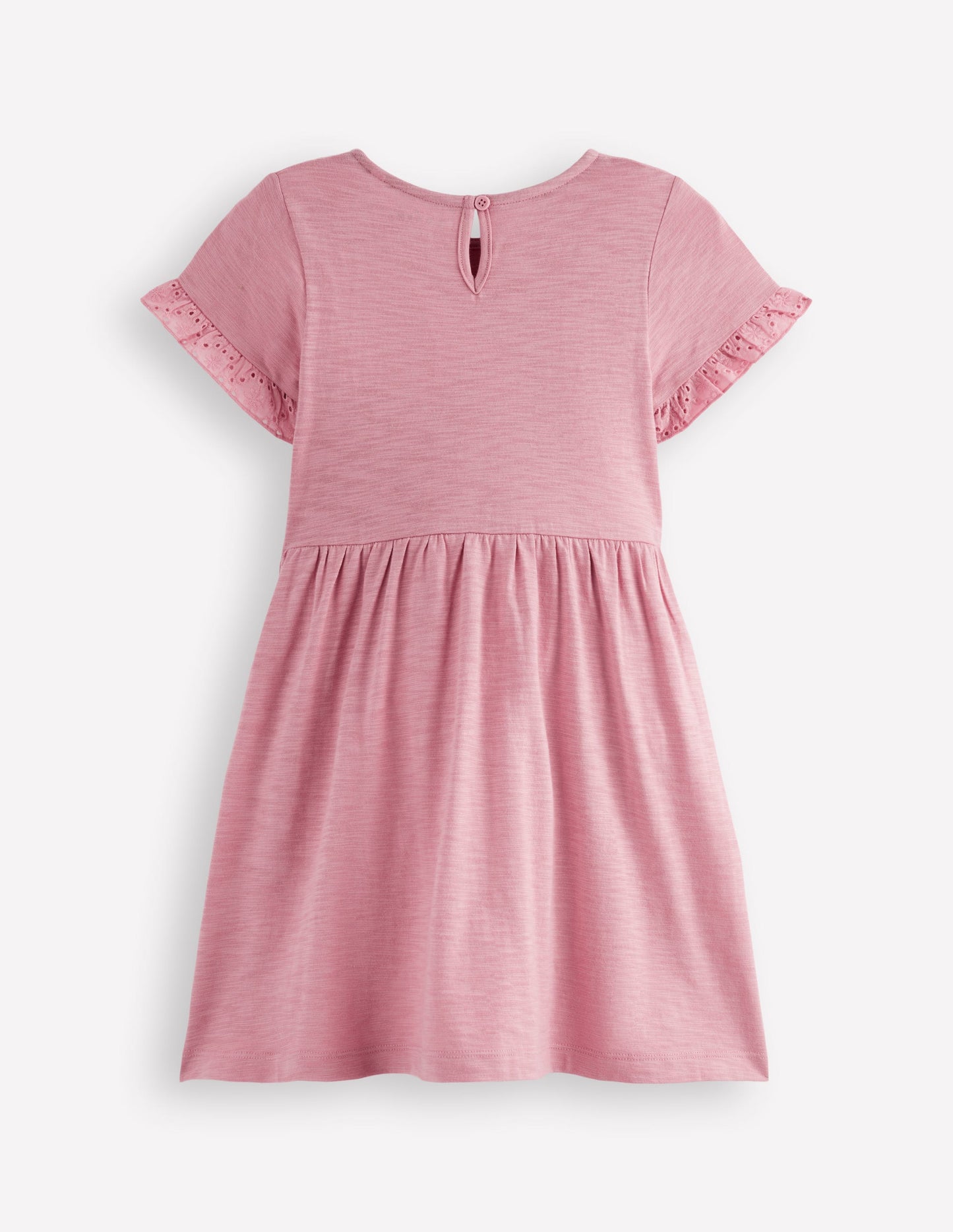 Jerseykleid mit Tasche aus Lochstickerei-Rosa Schleier
