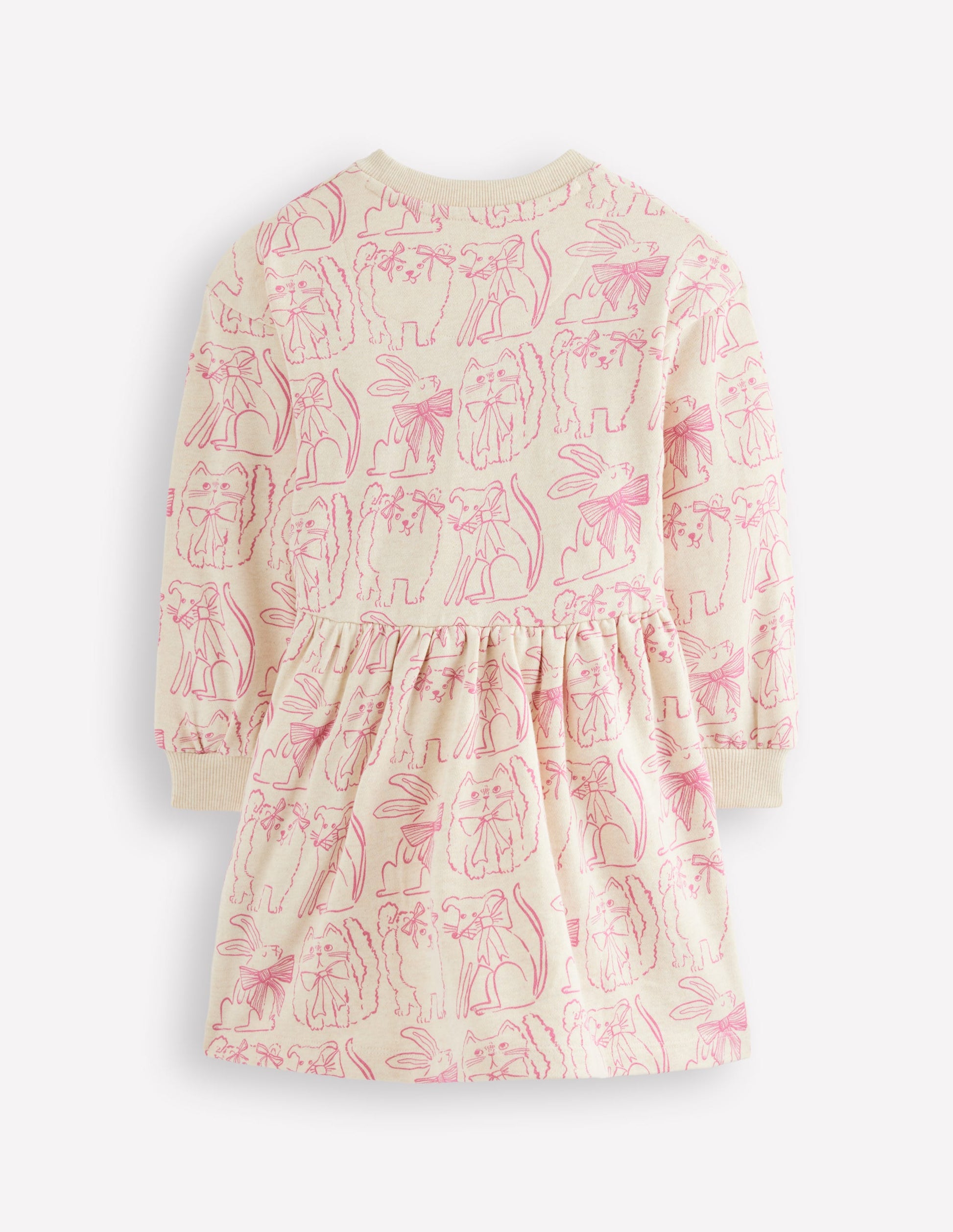 Sweatkleid mit überschnittener Schulter-Haferbeige Meliert Lieblingstiere-2