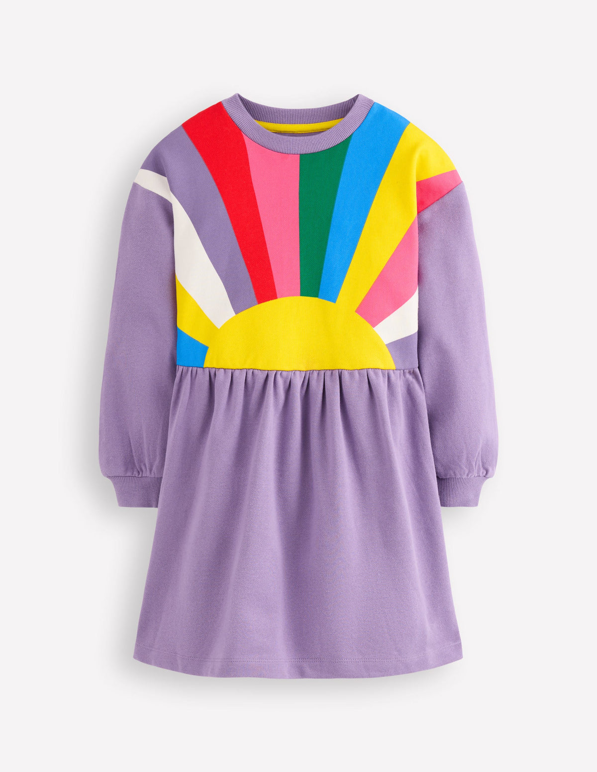 Sweatkleid mit überschnittener Schulter-Asternlila Sonnenstrahlen - Image 1
