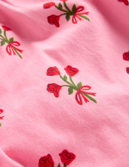 Ballerina-Jerseykleid-Kaugummirosa Kleiner Blumenstrauß-3