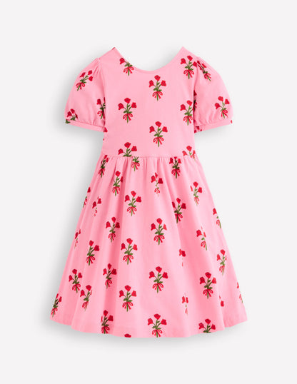 Ballerina-Jerseykleid-Kaugummirosa Kleiner Blumenstrauß-1