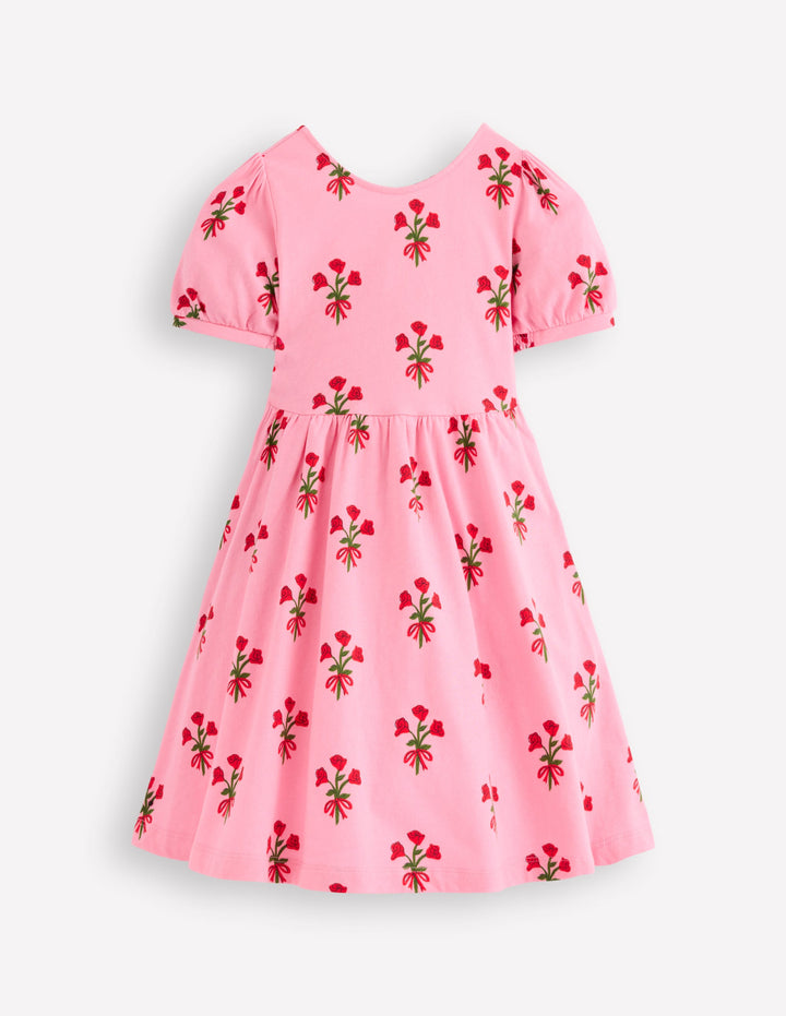 Ballerina-Jerseykleid-Kaugummirosa Kleiner Blumenstrauß