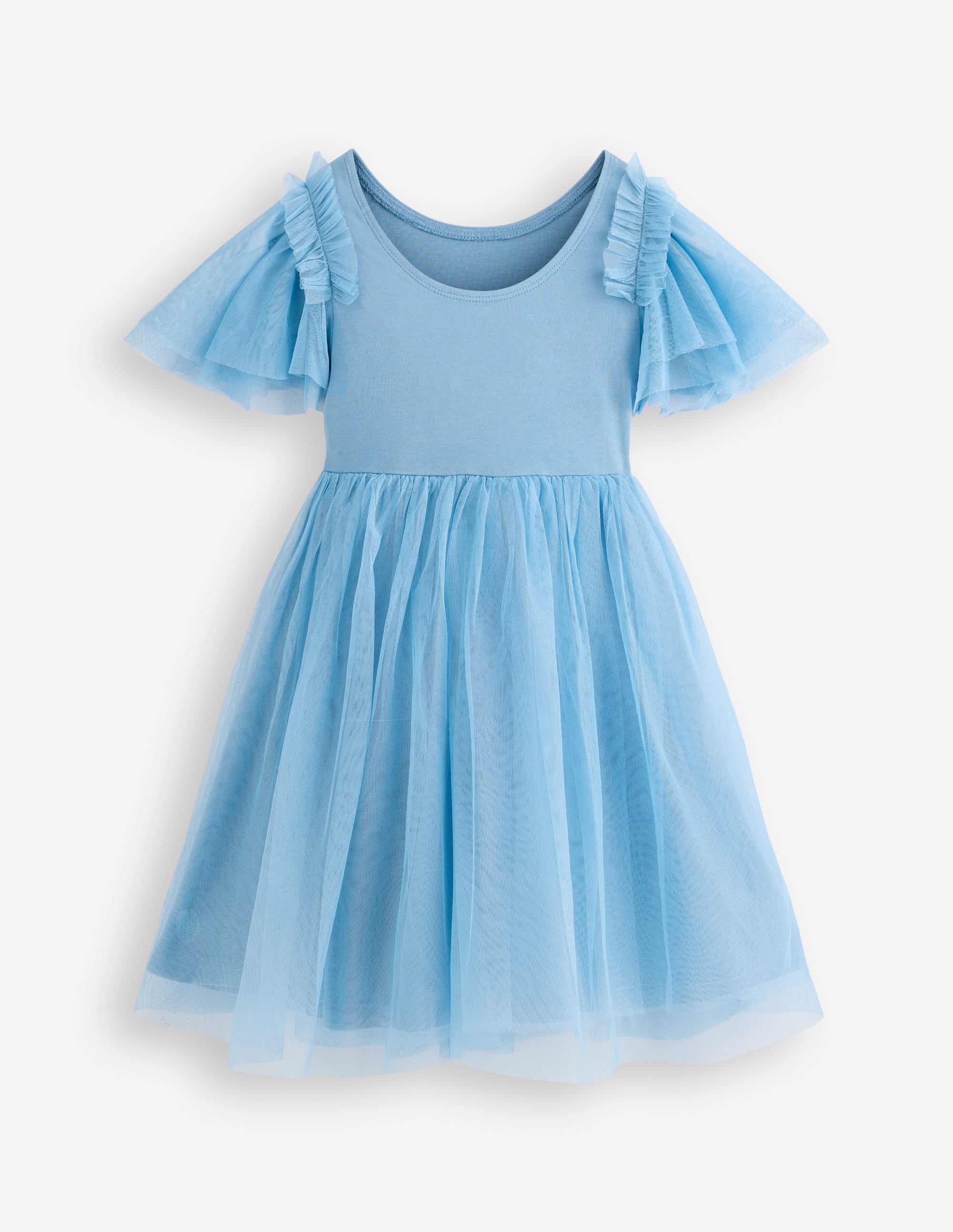 Kurzärmliges Tüllkleid mit Logo-Gletscherblau Rosen - Image 2