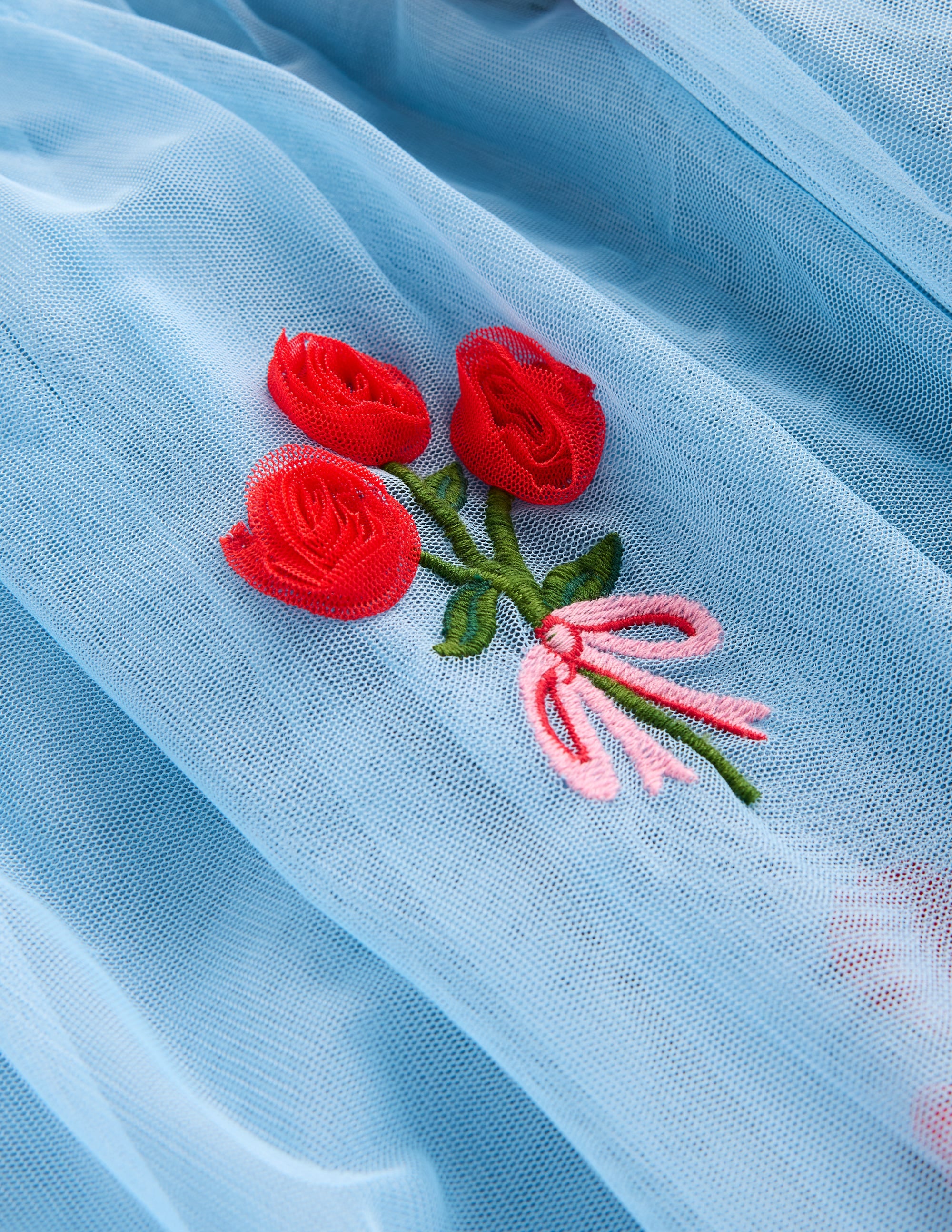 Kurzärmliges Tüllkleid mit Logo-Gletscherblau Rosen - Image 3