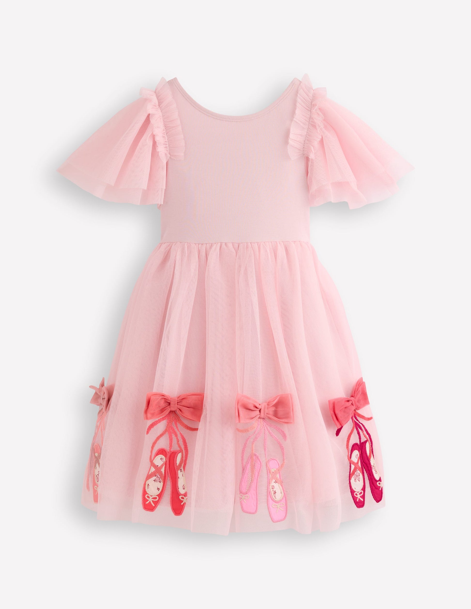 Kurzärmliges Tüllkleid mit Logo-Französisches Rosa Ballerinas-2