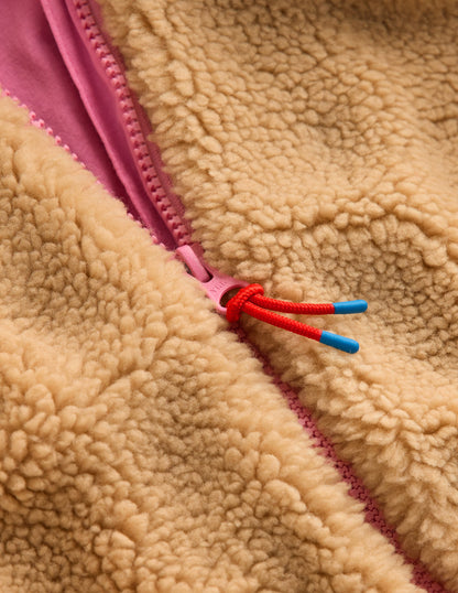 Sweat zippé décontracté en borg-Borg à appliqué Love-4