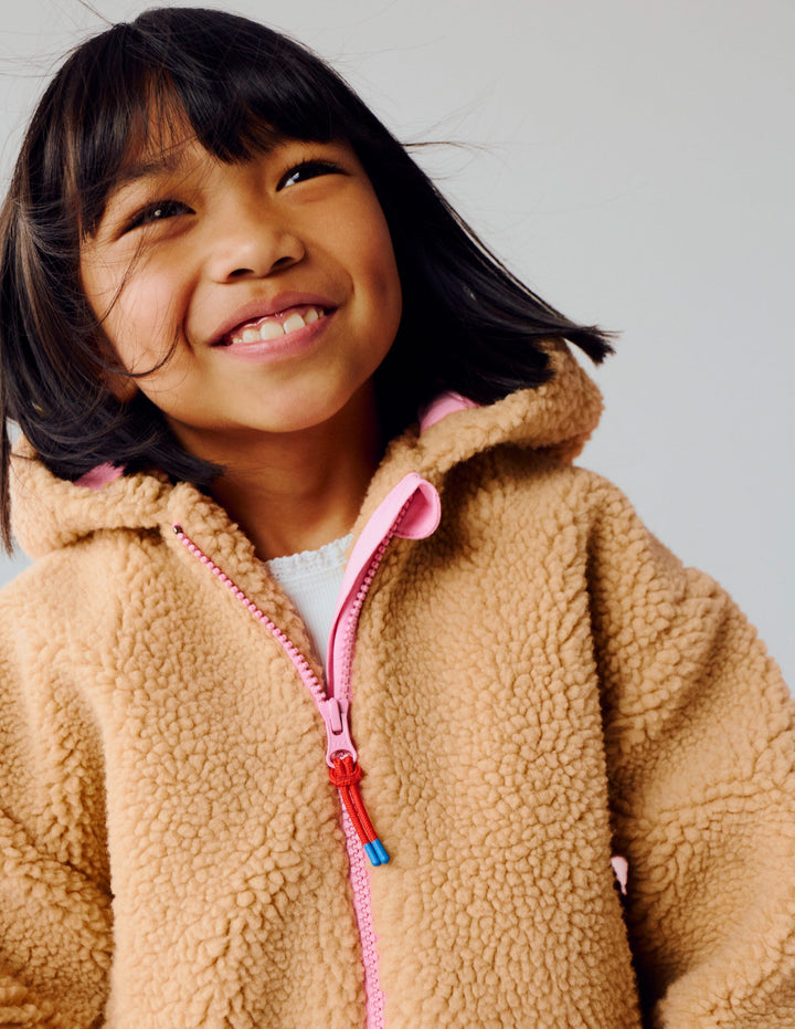 Sweat zippé décontracté en borg-Borg à appliqué Love