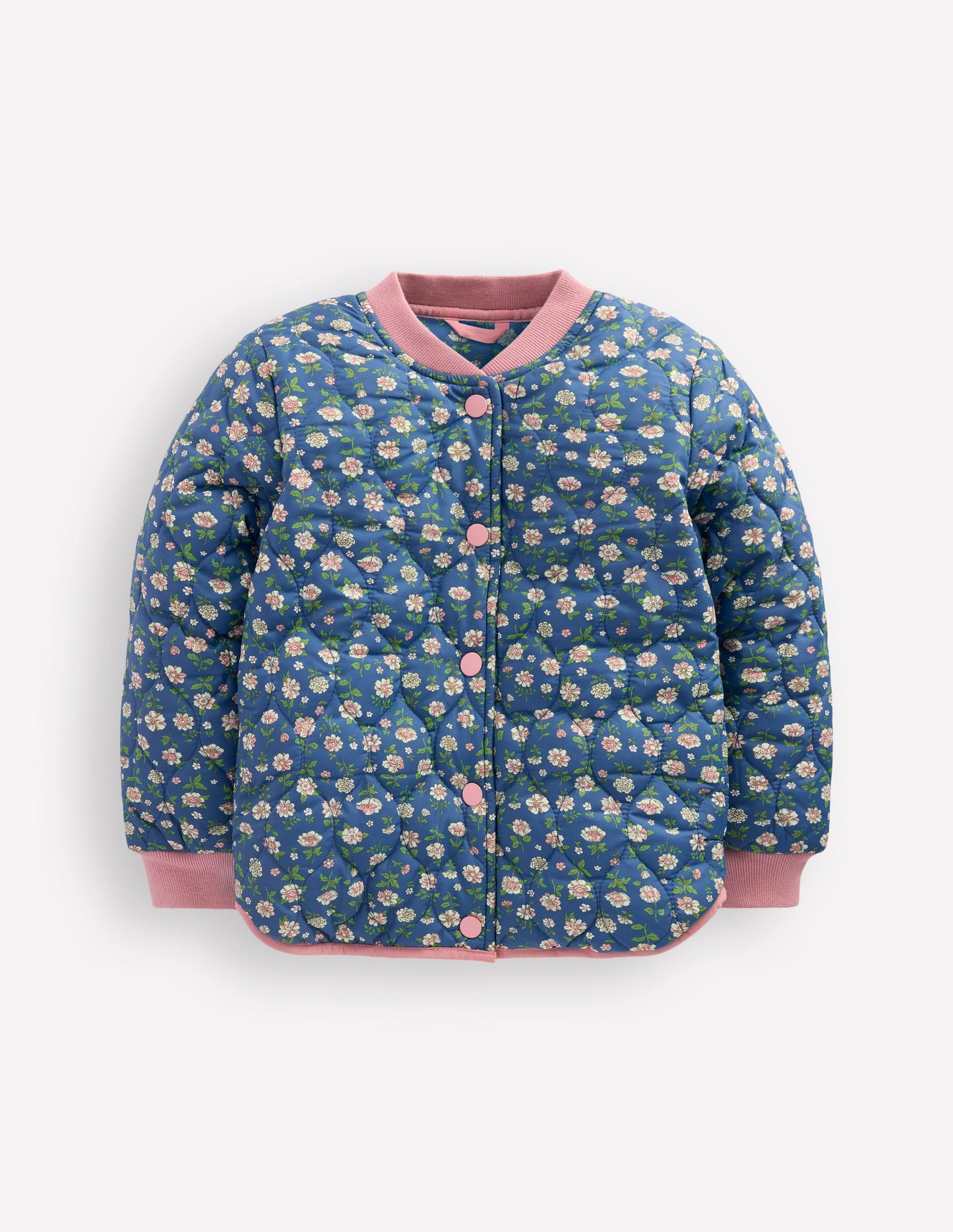 Veste bomber fun-Motif floral bleu borg