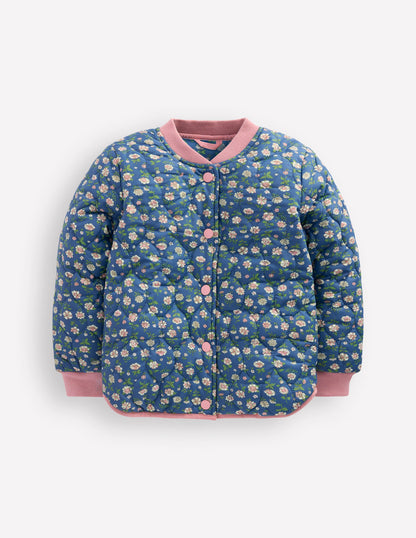 Veste bomber fun-Motif floral bleu borg-5