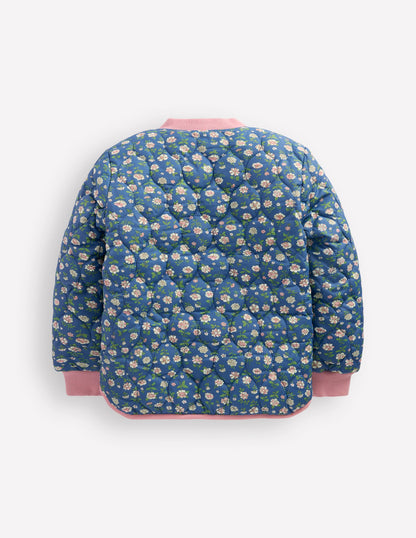 Veste bomber fun-Motif floral bleu borg-6