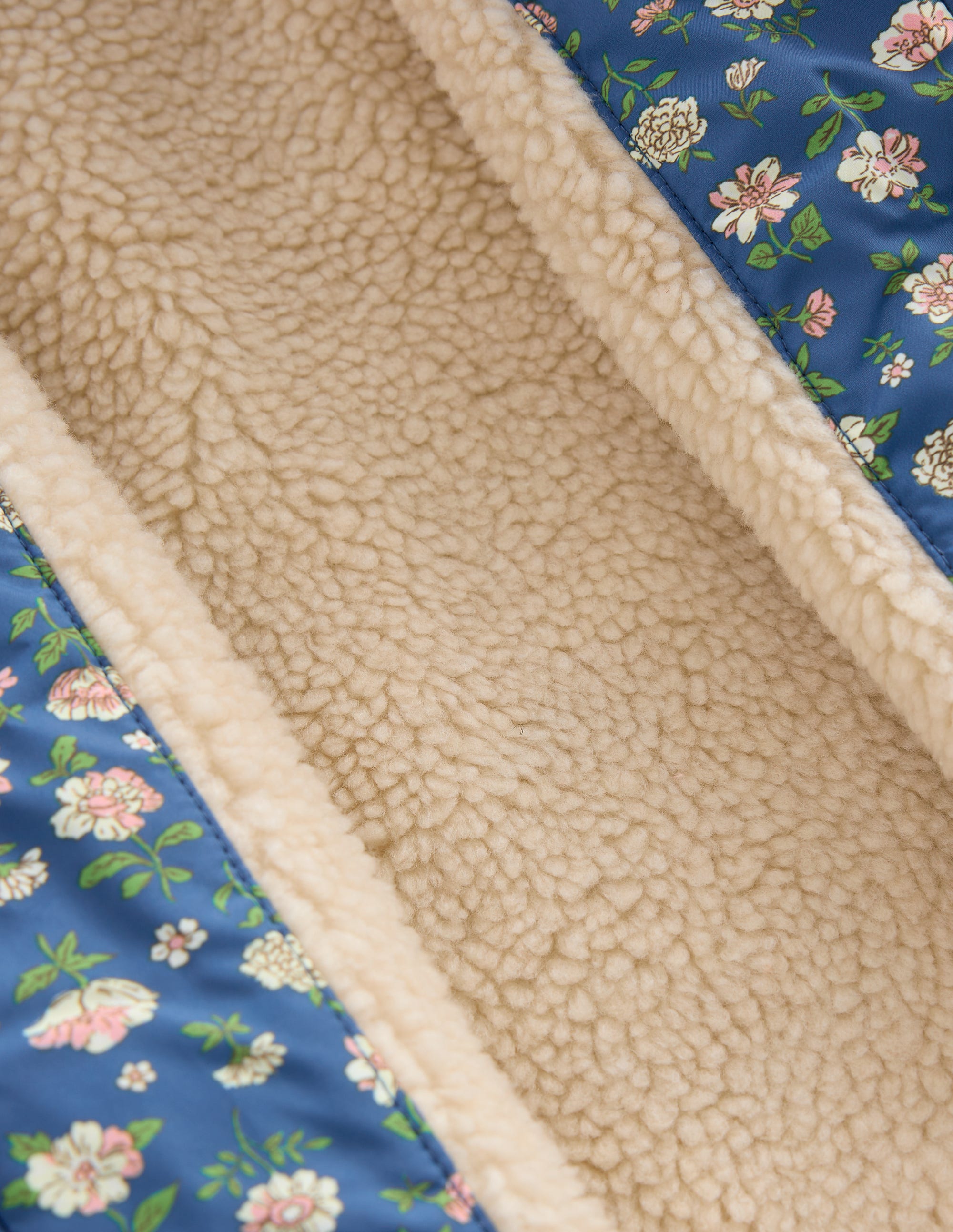 Lustige Bomberjacke-Teddyfell Blau Blumenmuster - Image 9