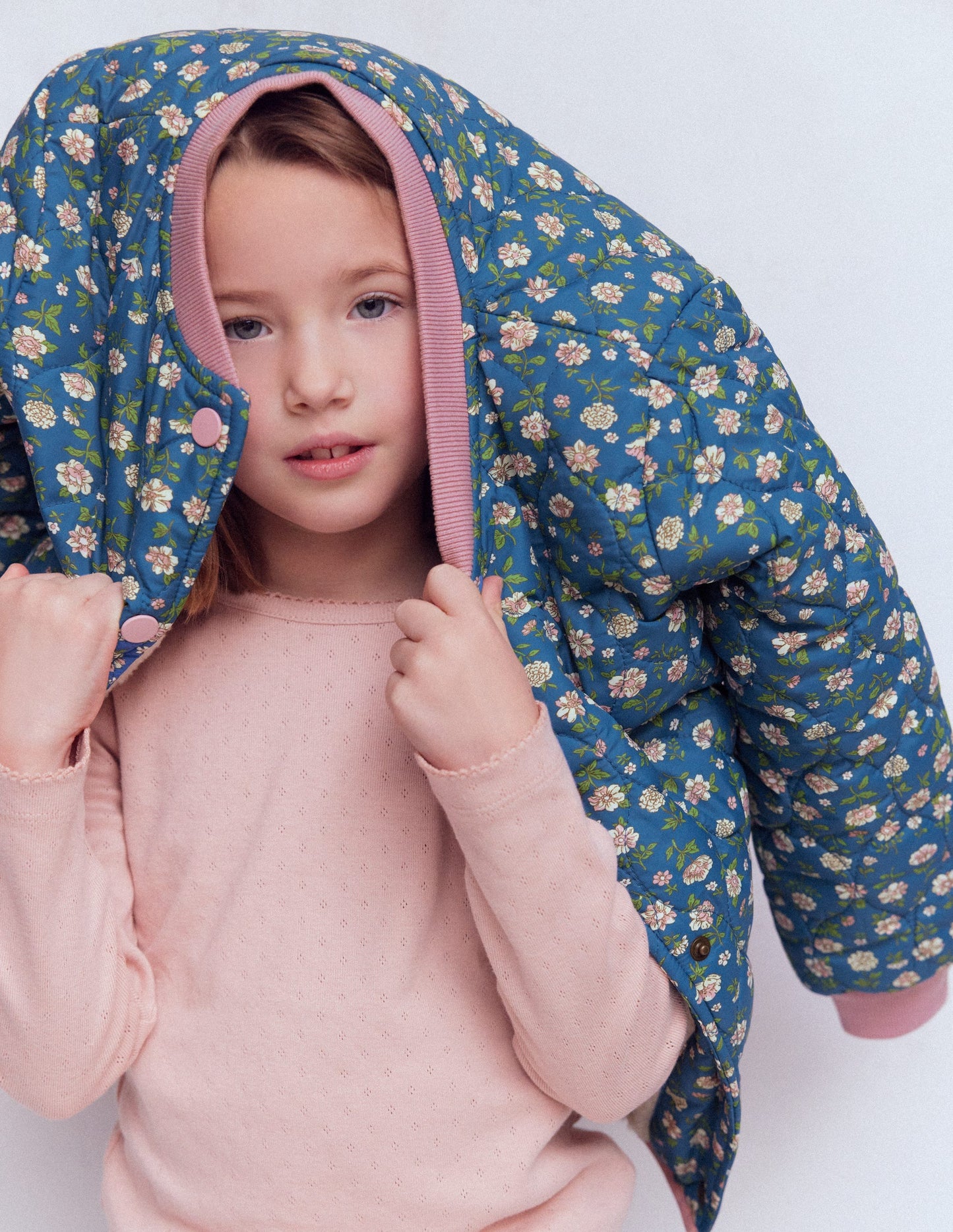 Veste bomber fun-Motif floral bleu borg