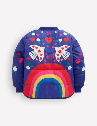 Veste bomber fun-Imprimé arc-en-ciel placé bleu marine-5