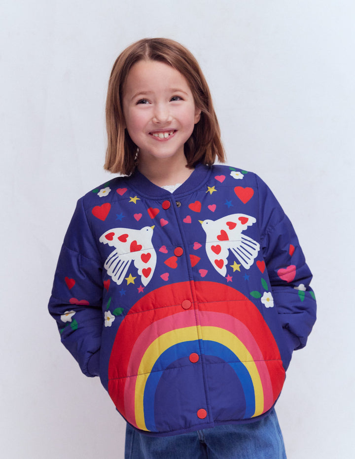 Lustige Bomberjacke-Marineblau Regenbogen-Design