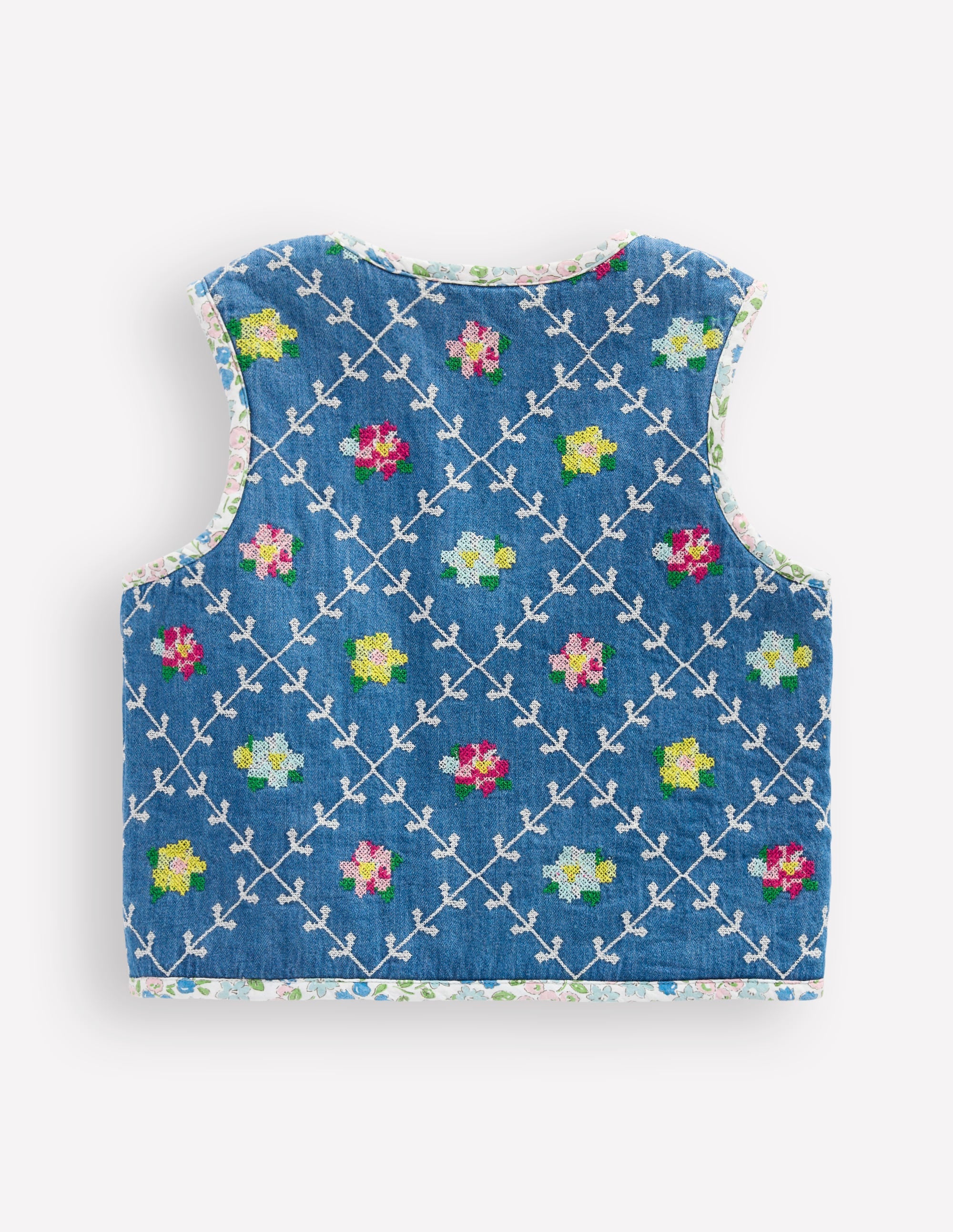 Jolie veste sans manches matelassée-Denim brodé - Image 2