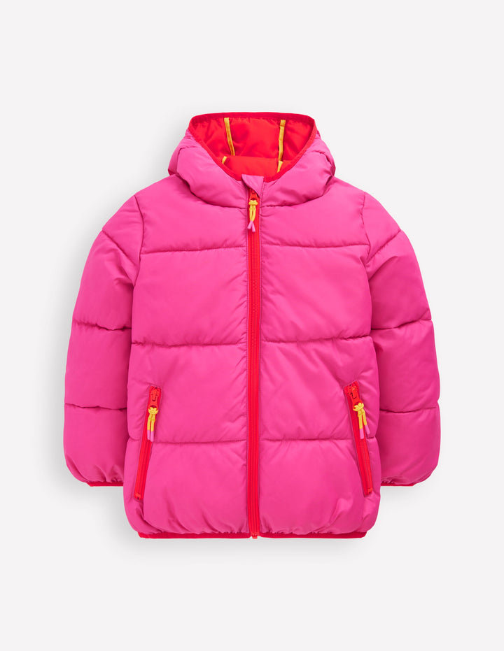Applique Padded Coat-Pink Sun Wave