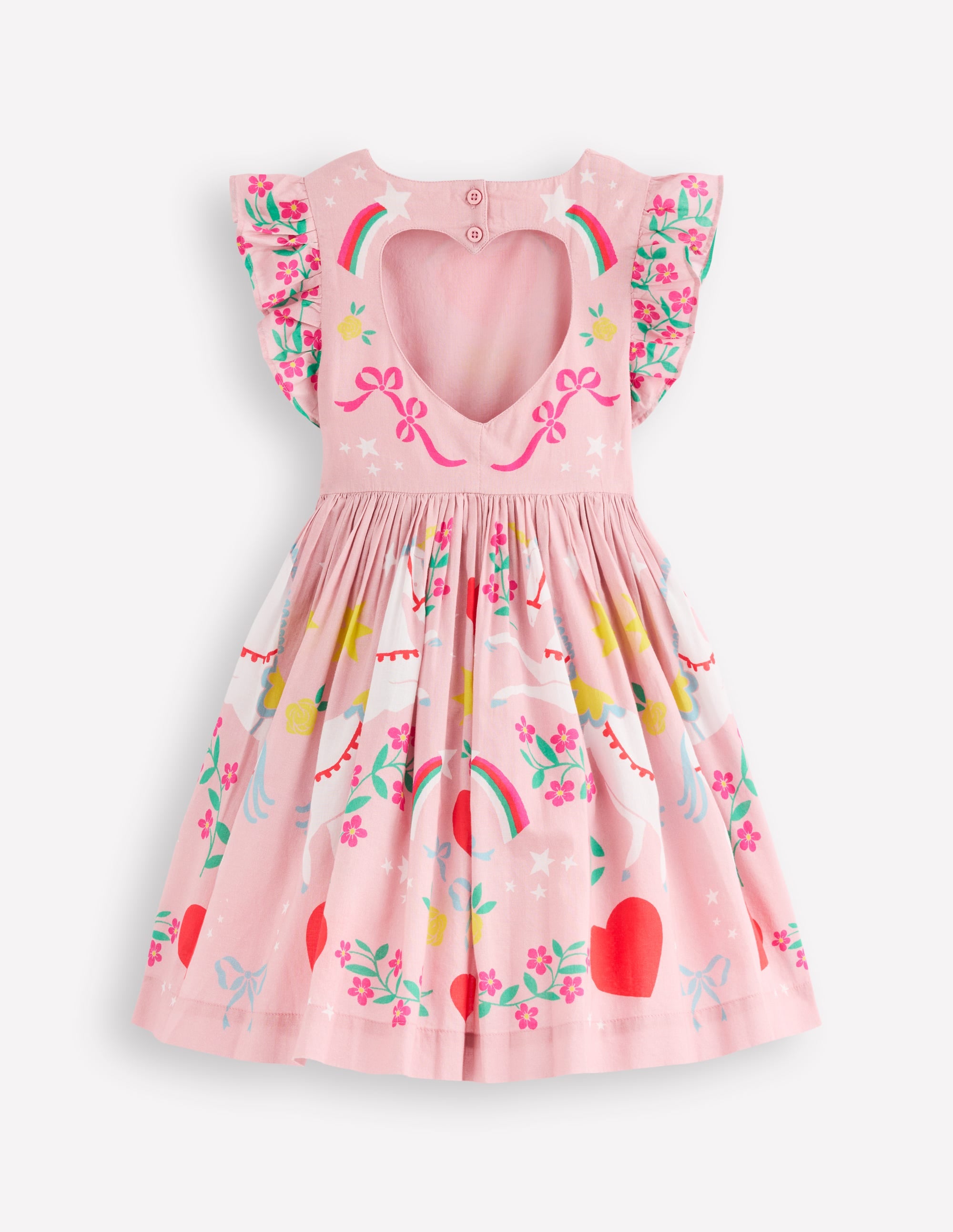 Kleid mit Herz-Cut-out am Rücken-Kaugummirosa Einhorn - Image 3
