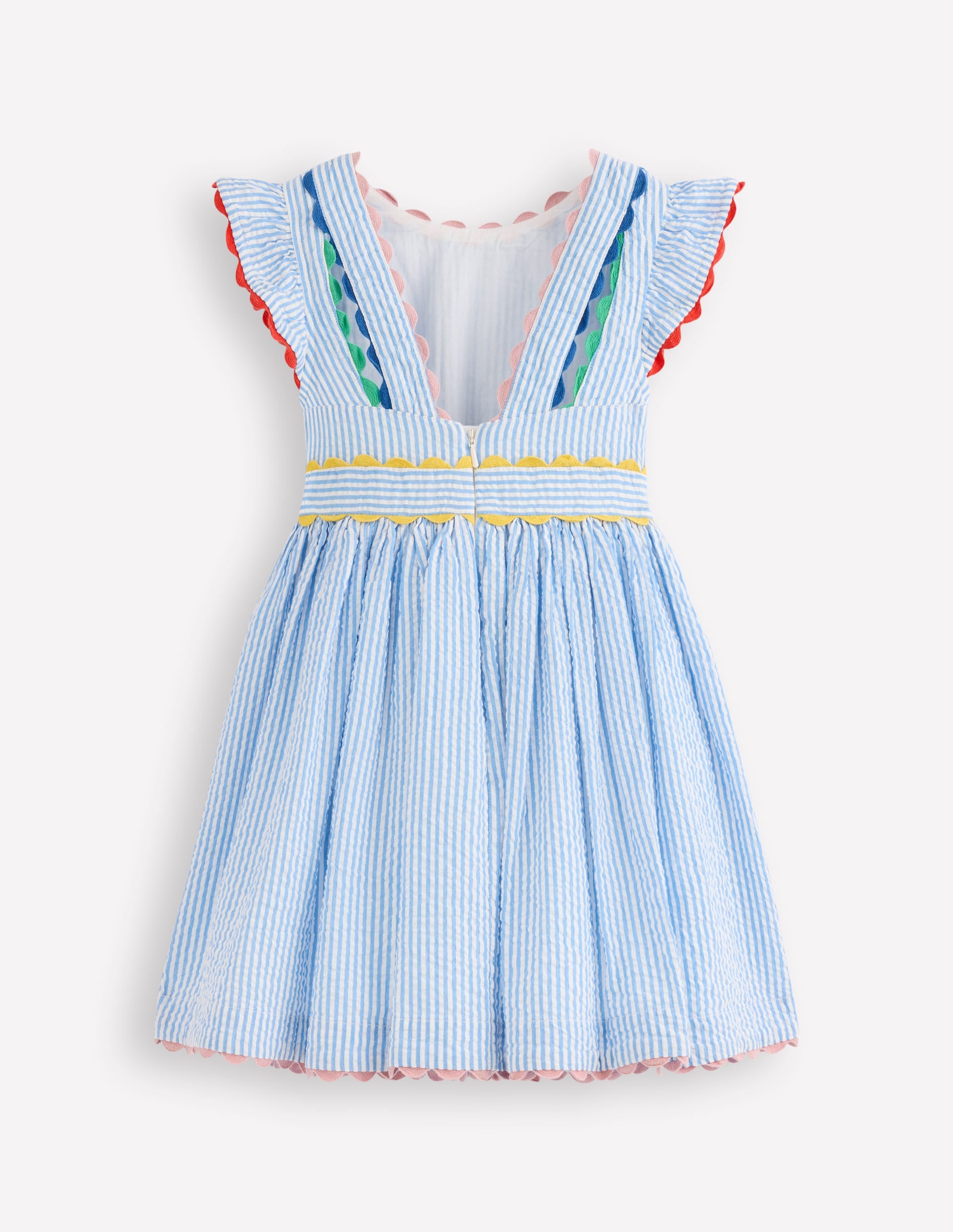 Flatterkleid mit Zackenlitze-Saphirblau Streifen - Image 3