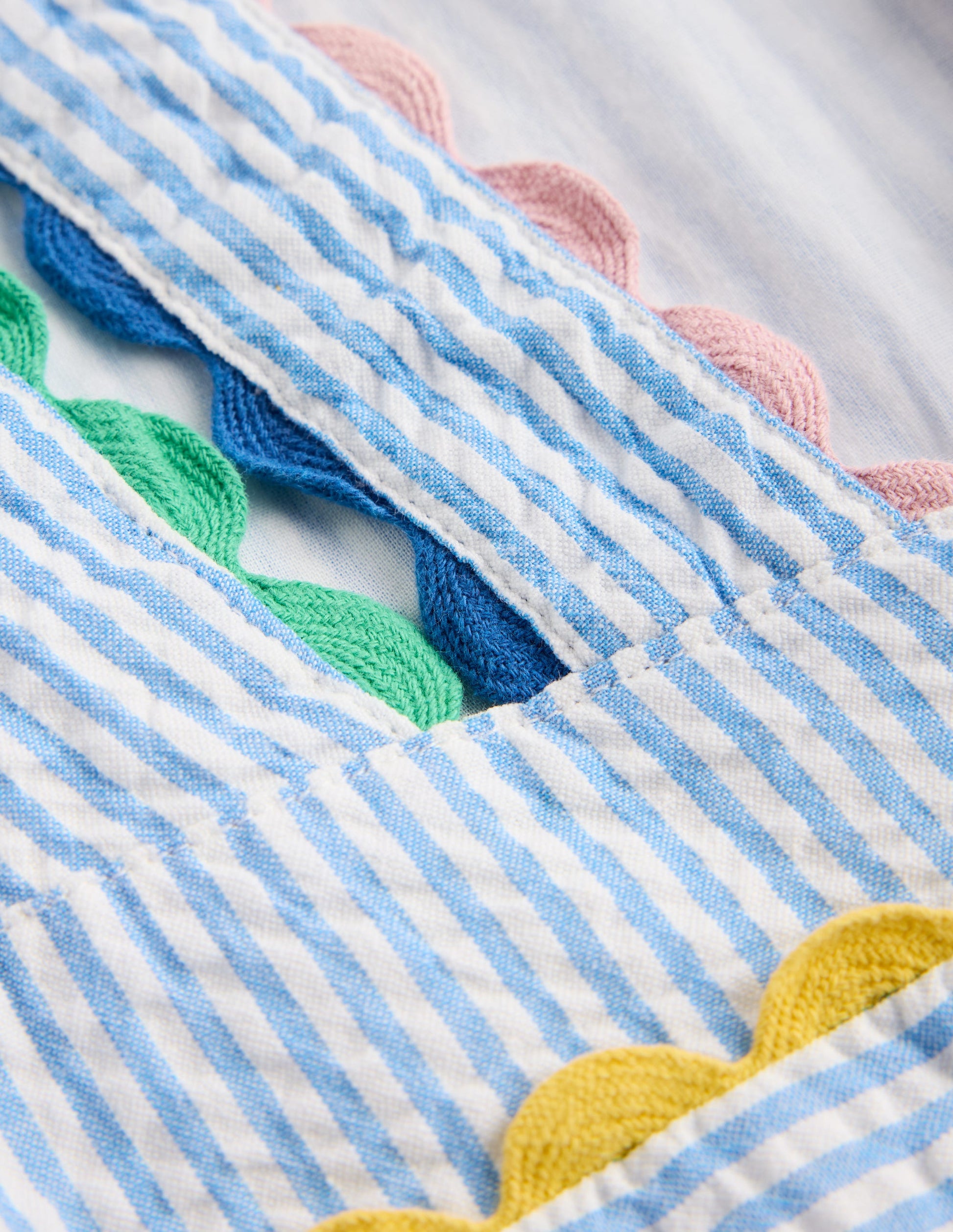 Robe virevoltante à détails en zigzag-Rayé bleu saphir-3