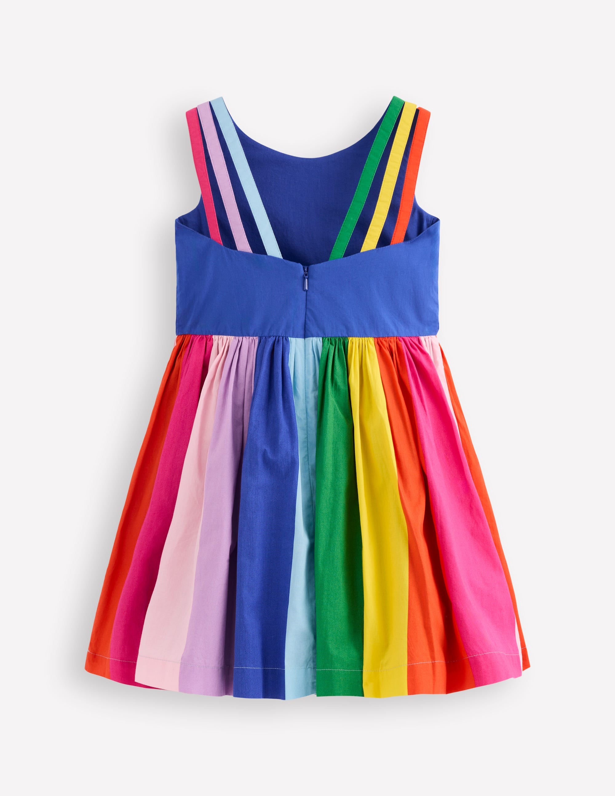 Ausgestelltes Trägerkleid mit bunten Trägern-Saphirblau Regenbogenfarben - Image 3