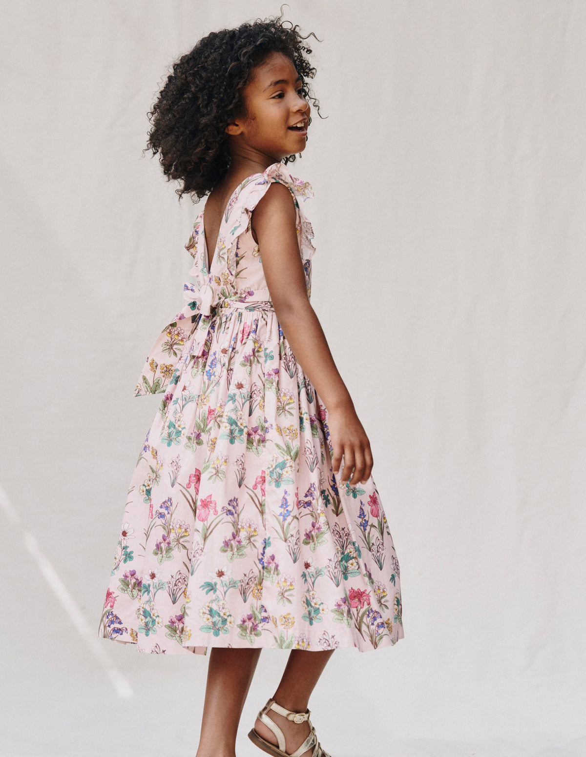 Midikleid mit Schleife am Rücken-Pink Geblümt - Image 4