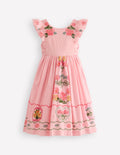 Midikleid mit Schleife am Rücken-Kreiderosa