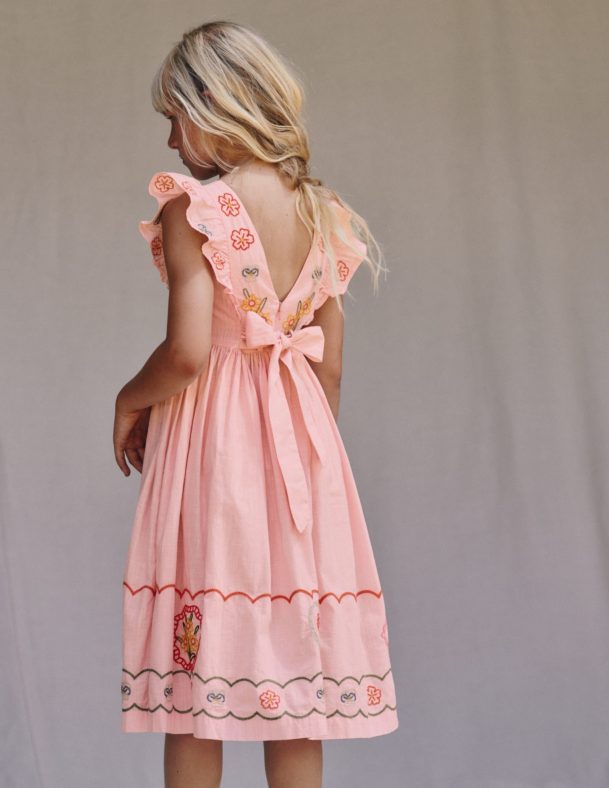 Midikleid mit Schleife am Rücken-Kreiderosa - Image 4