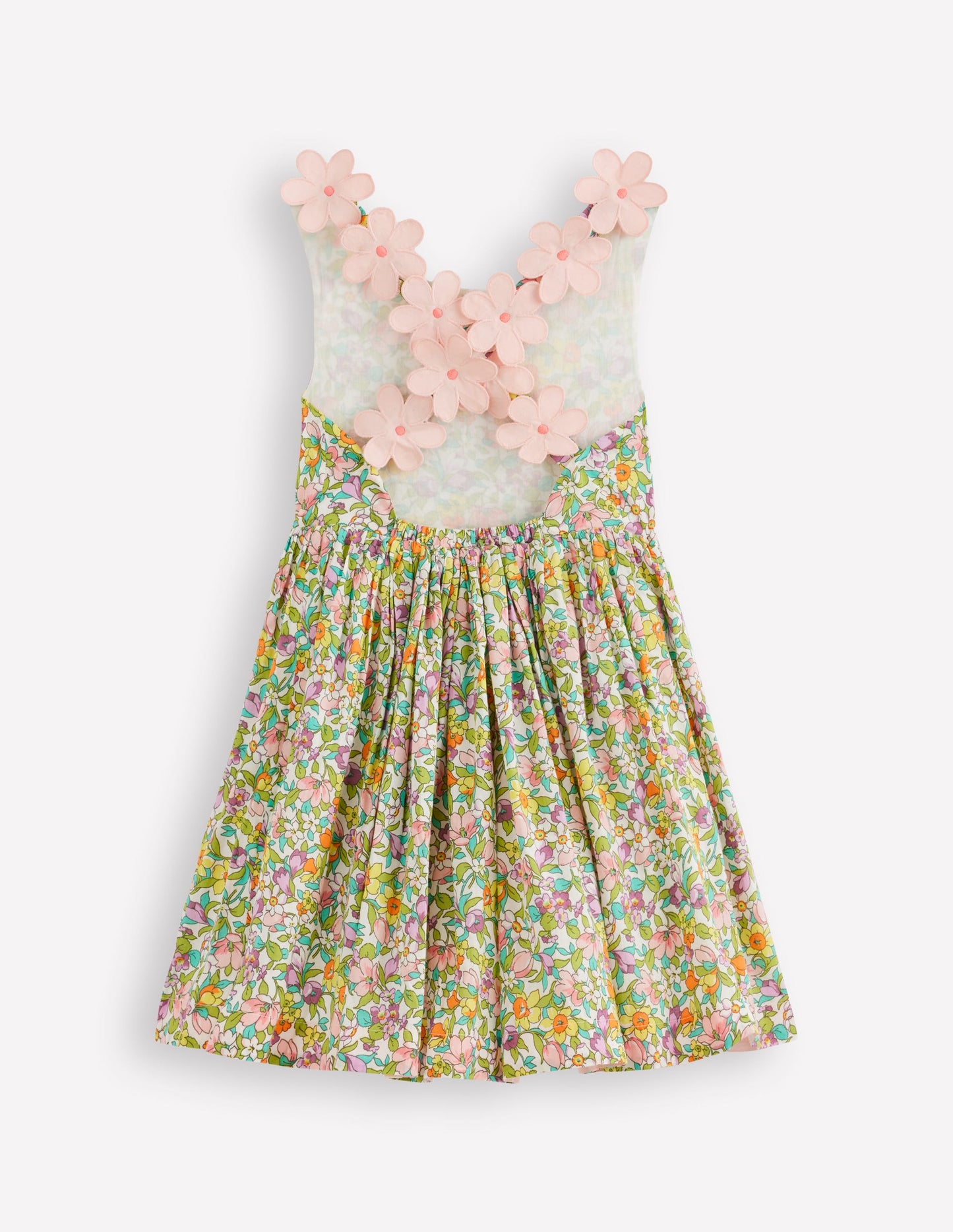 Originelles Kleid mit gekreuzten Rückenträgern-Sanftes Naturweiß Floribunda