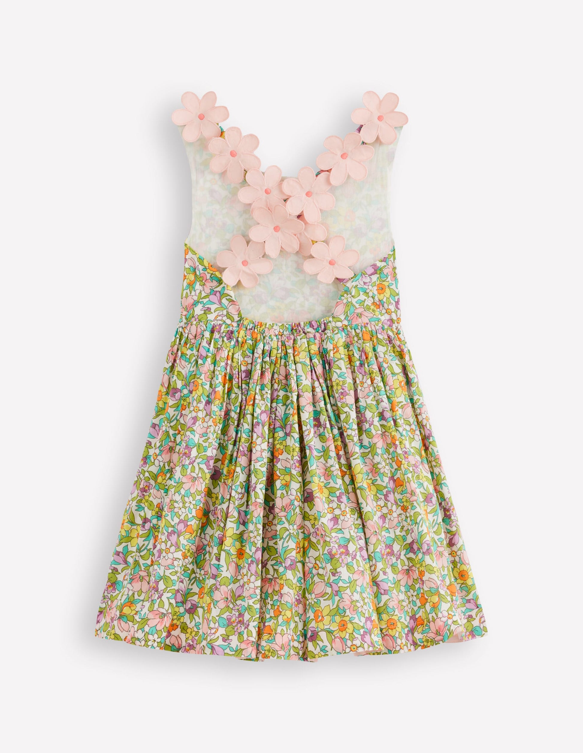 Originelles Kleid mit gekreuzten Rückenträgern-Sanftes Naturweiß Floribunda-2