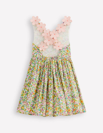 Originelles Kleid mit gekreuzten Rückenträgern-Sanftes Naturweiß Floribunda-2