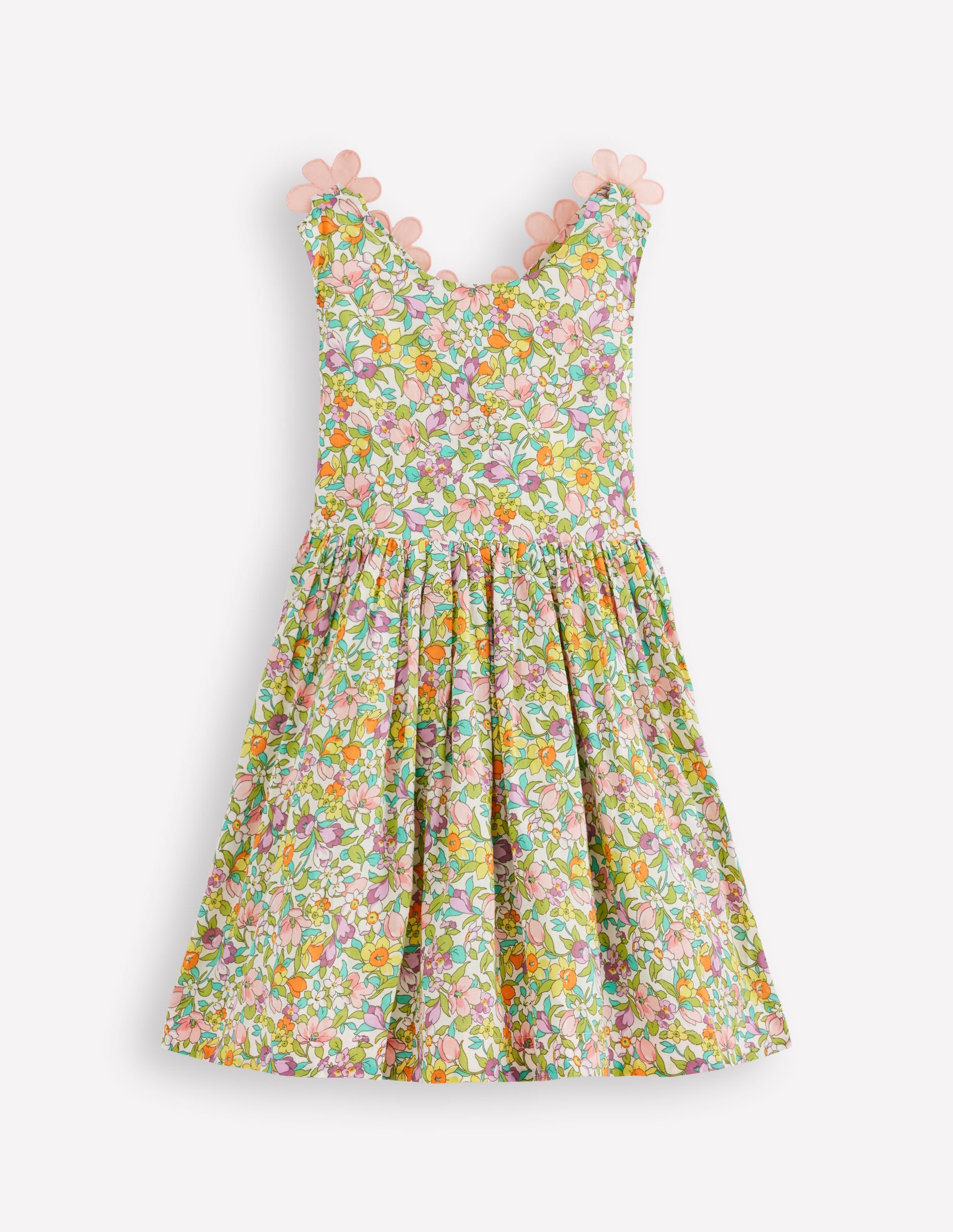 Robe fun à bretelles croisées dans le dos-Motif Florabunda ivoire doux - Image 1
