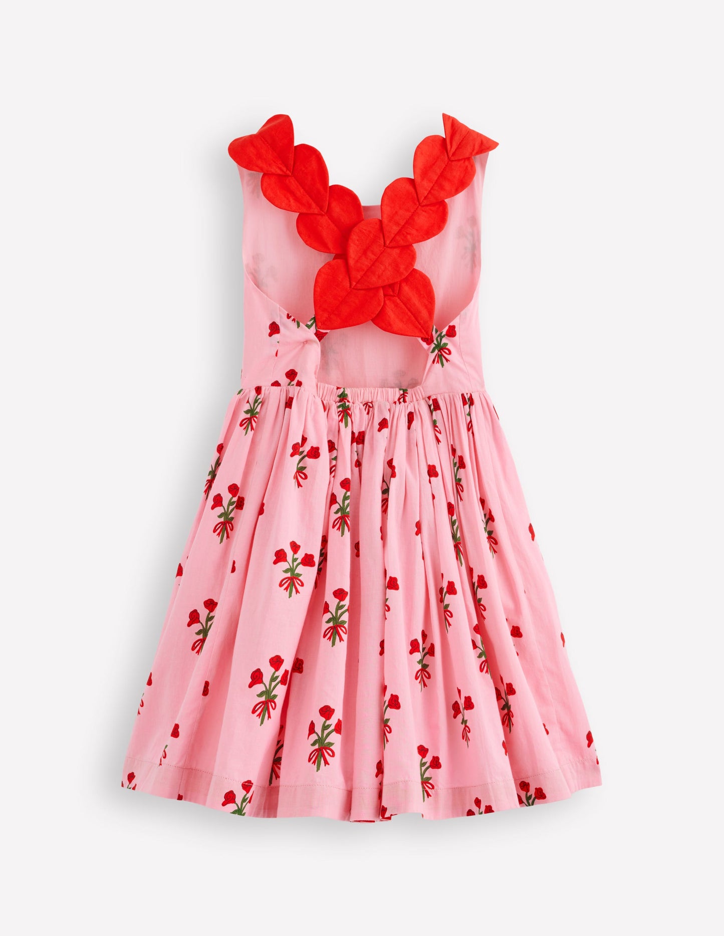 Originelles Kleid mit gekreuzten Rückenträgern-Kaugummirosa Kleiner Blumenstrauß