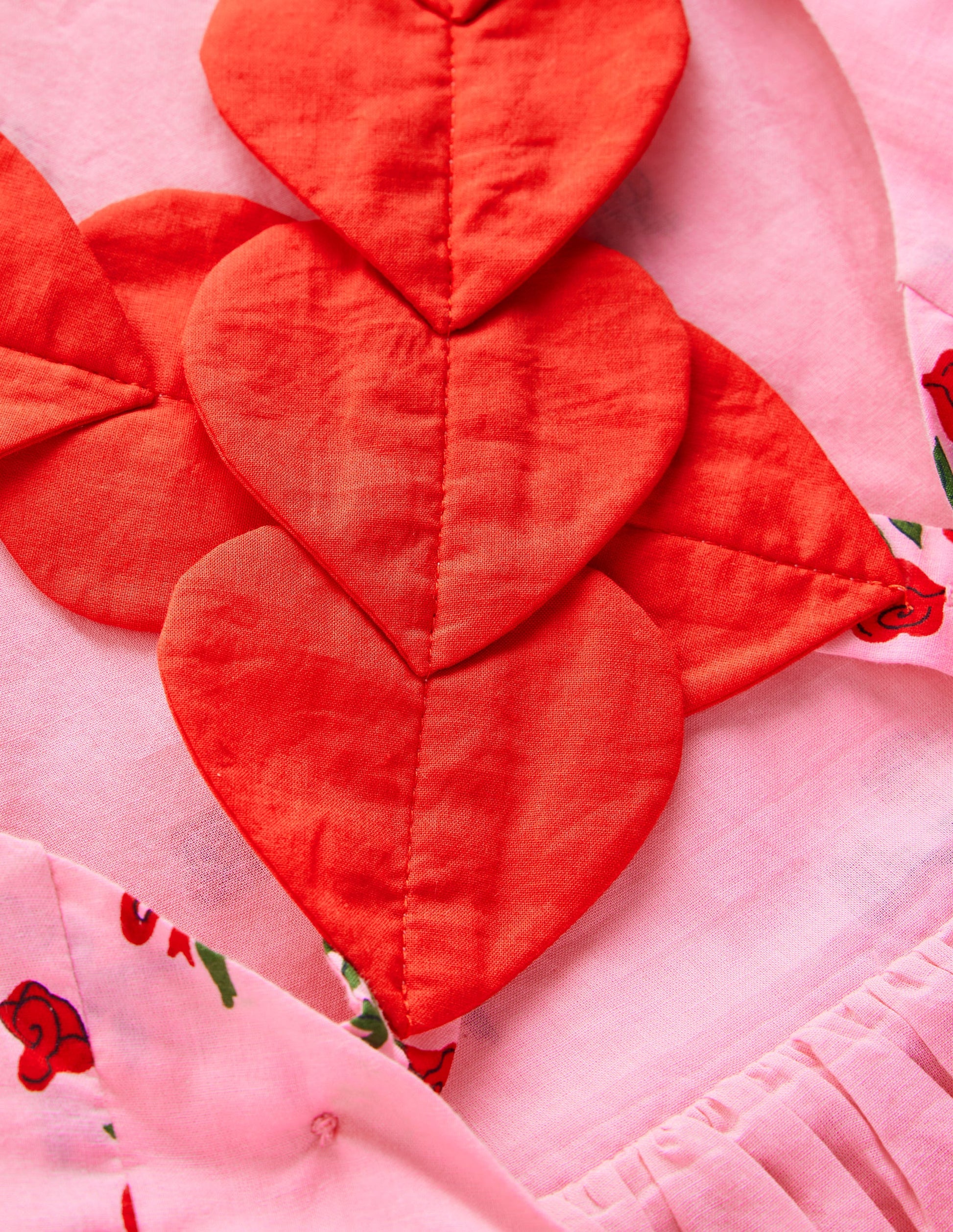 Originelles Kleid mit gekreuzten Rückenträgern-Kaugummirosa Kleiner Blumenstrauß-3