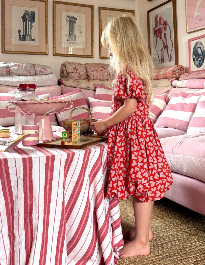 Bubble Hem Dress-Red Hearts