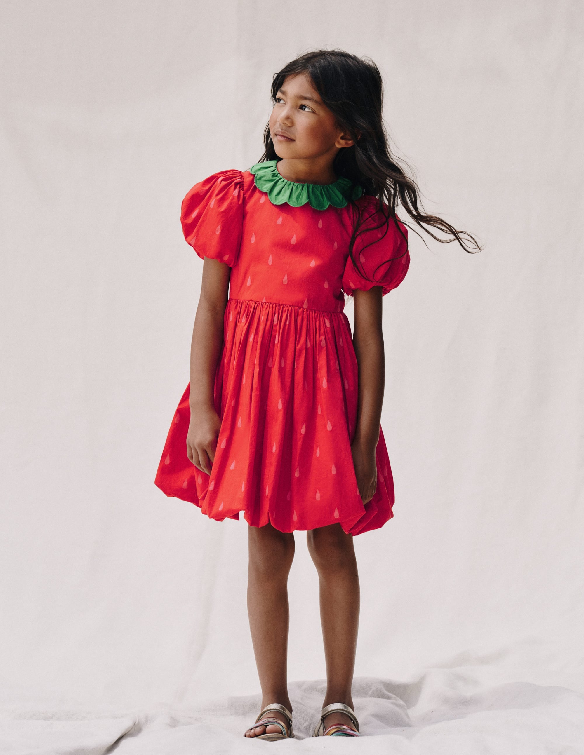 Kleid mit Ballonsaum-Mohnblumenrot Erdbeere - Image 4