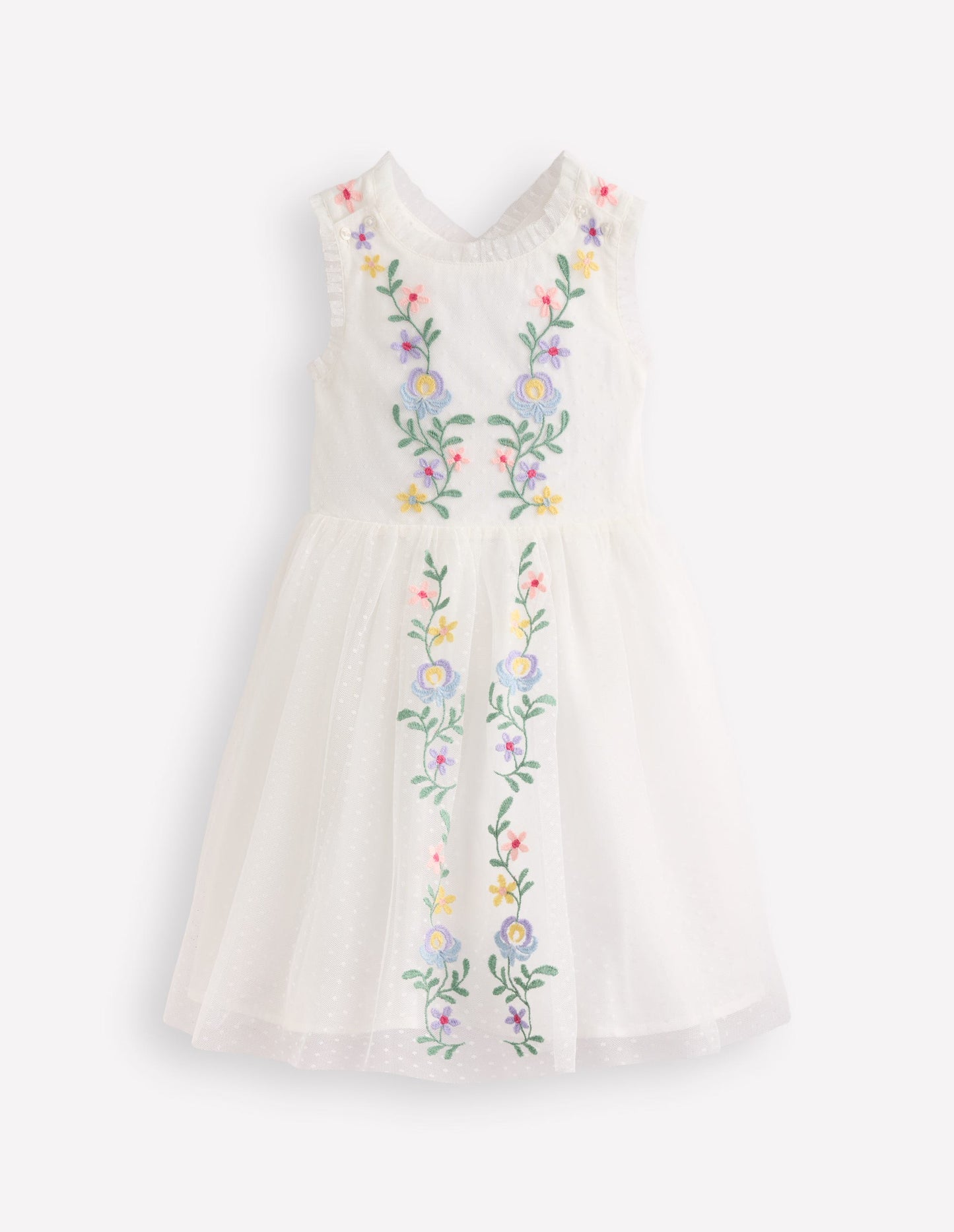Tulle Cross Back Dress-Soft Ivory