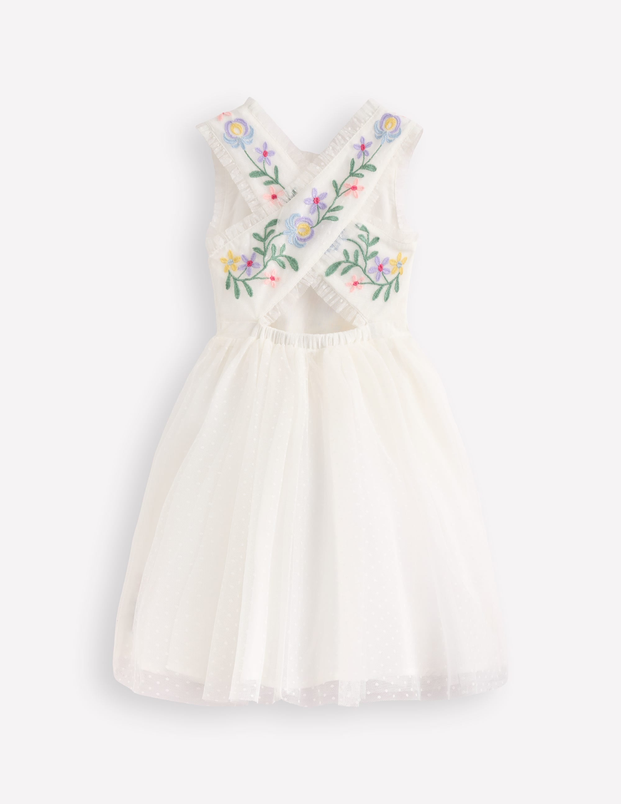 Robe en tulle croisée dans le dos-Ivoire doux - Image 2