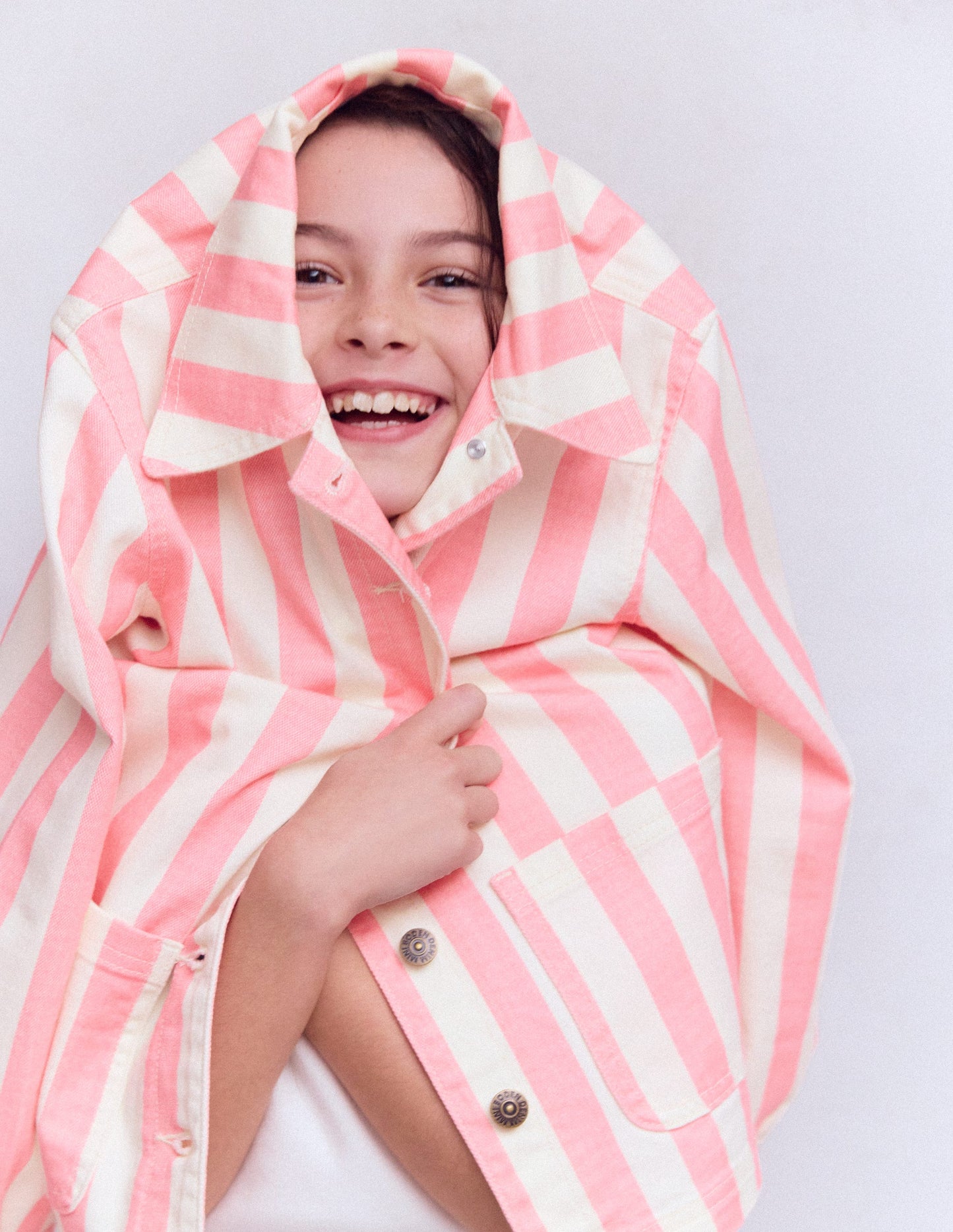 Jeansjacke-Rosa Streifen