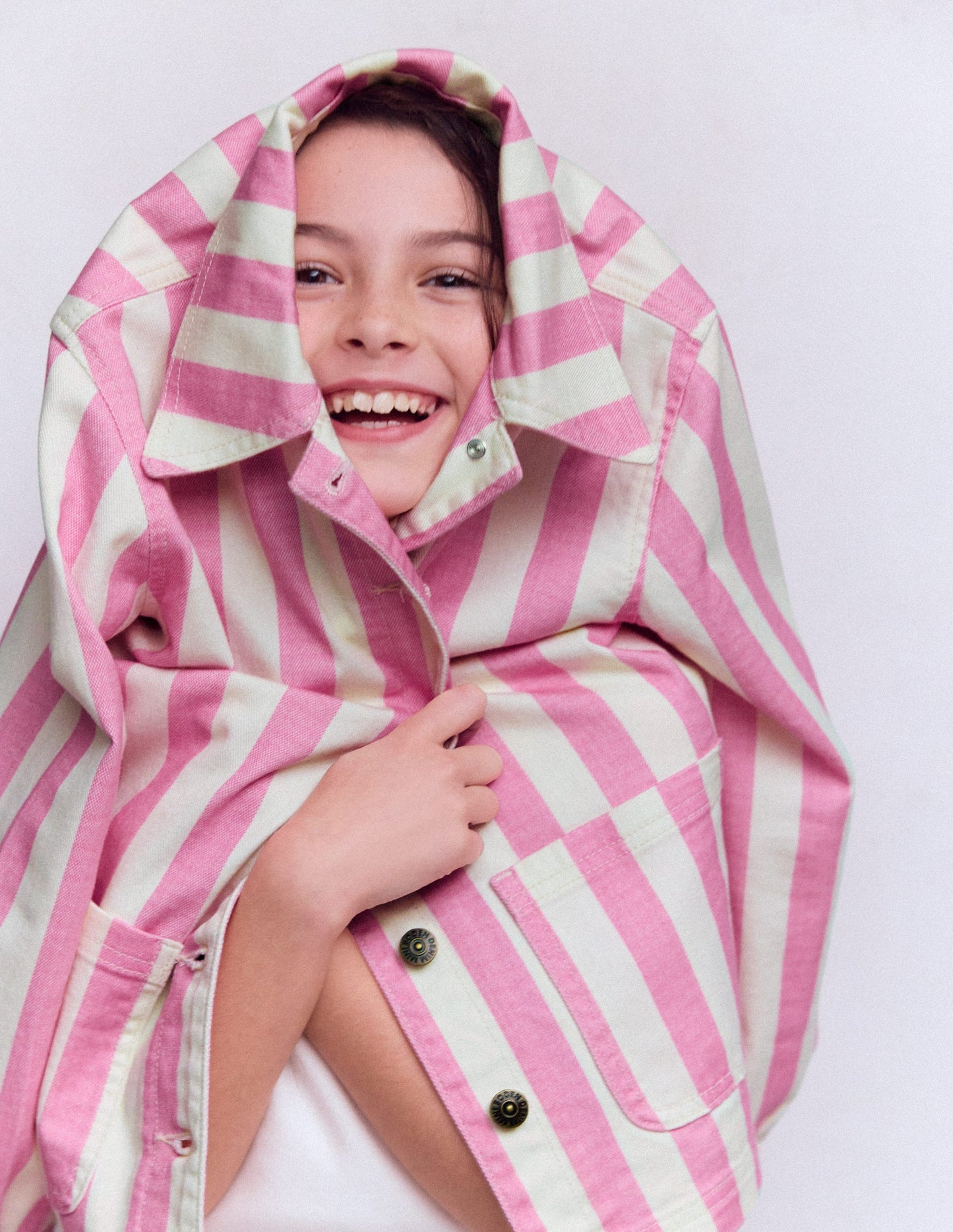 Denim Jacket-Pink Stripes