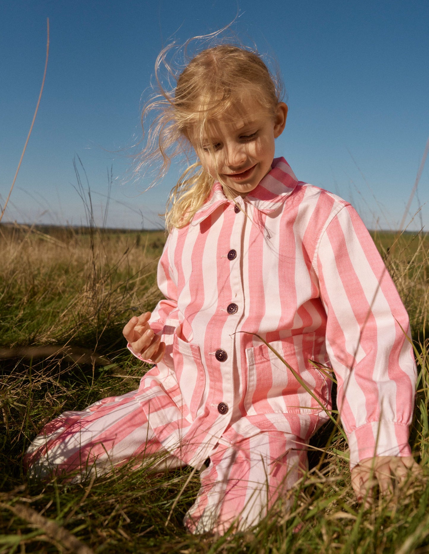 Jeansjacke-Rosa Streifen