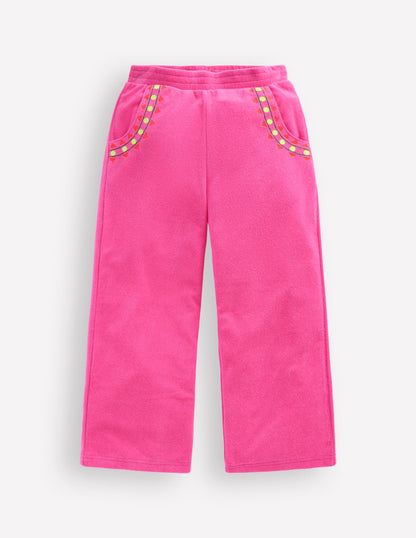 Pantalon droit en éponge-Rose brodé-3
