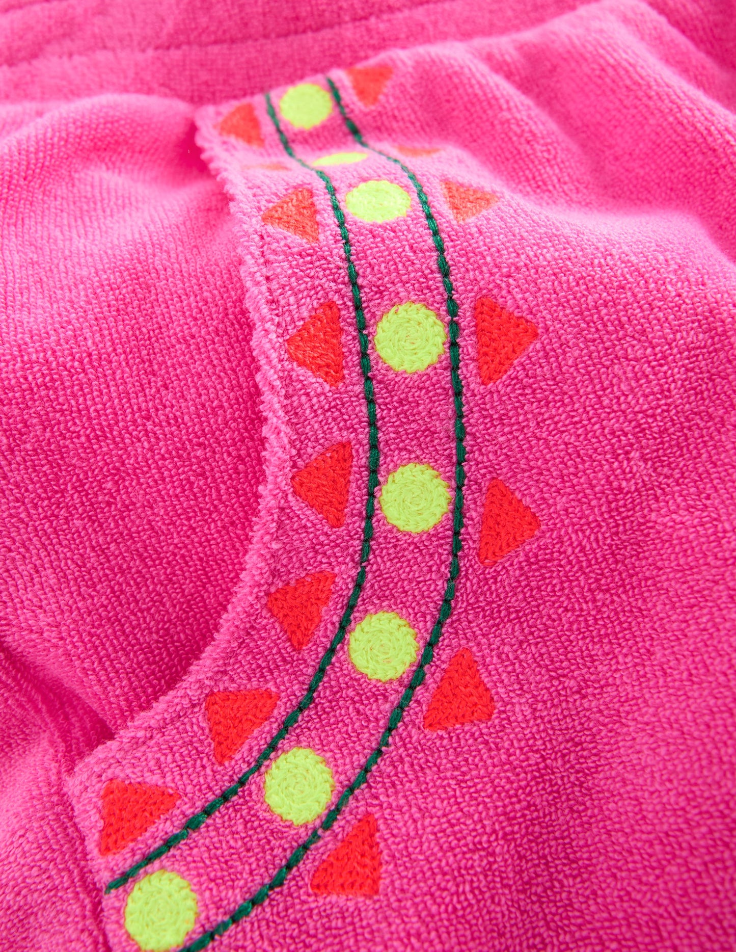 Pantalon droit en éponge-Rose brodé