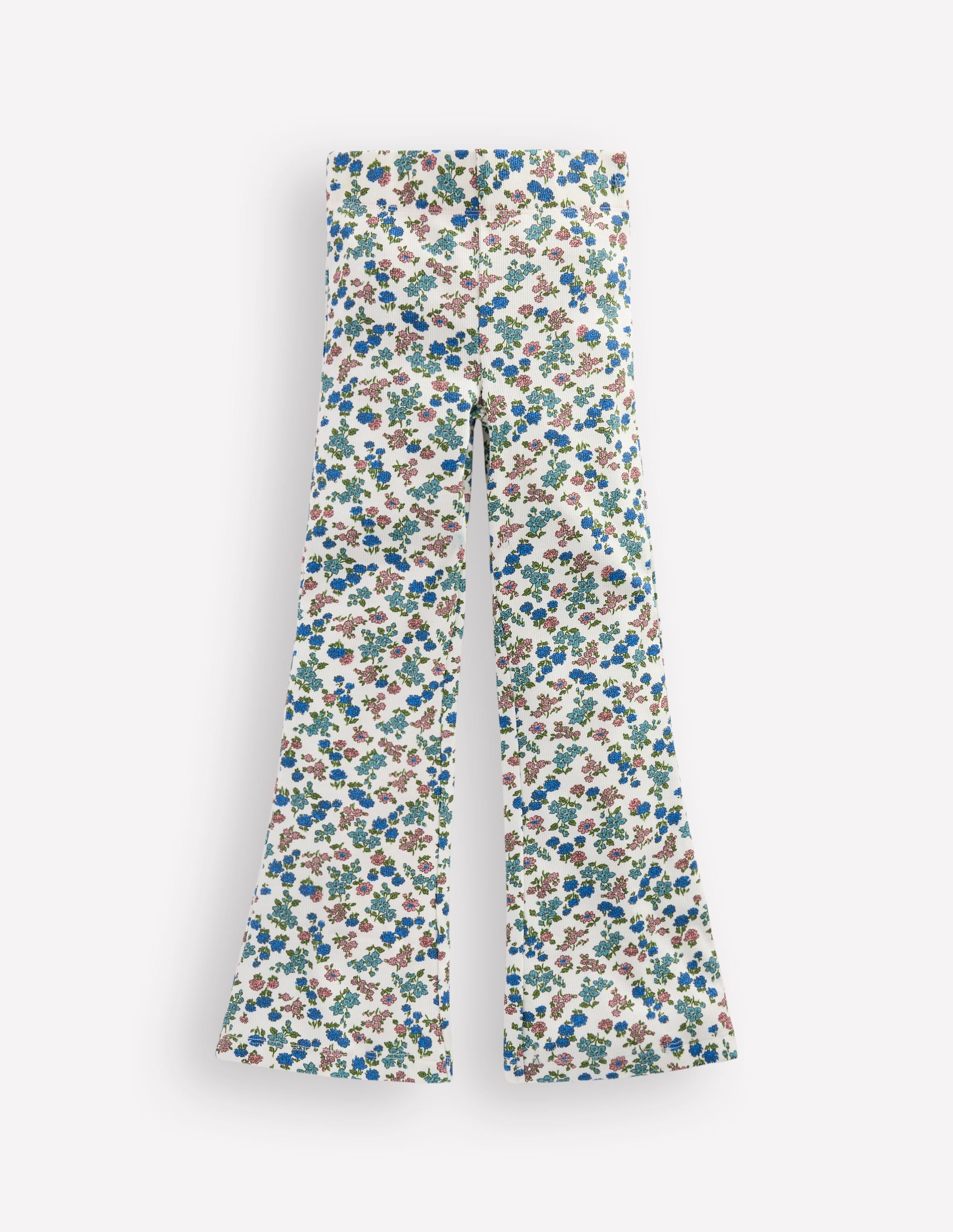 Legging côtelé évasé-Motif floral ivoire doux - Image 1