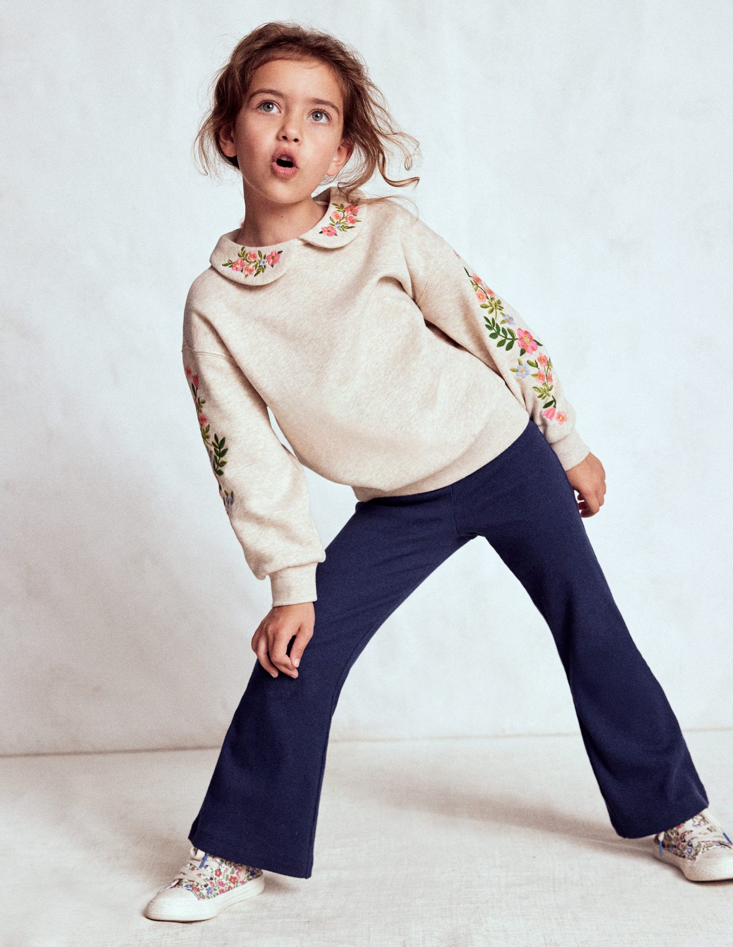 Gerippte, ausgestellte Leggings-Schuluniform-Marineblau