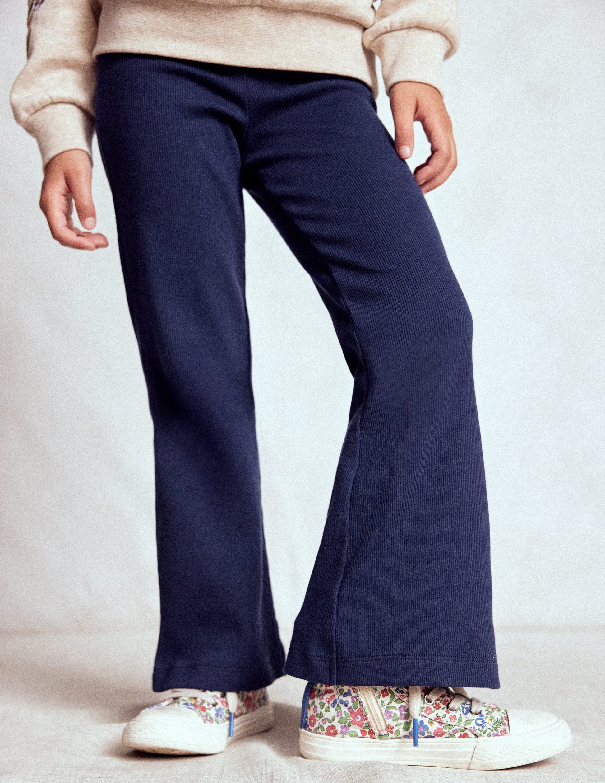 Gerippte, ausgestellte Leggings-Schuluniform-Marineblau-3